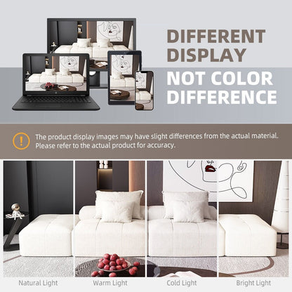 Canapé modulaire moderne surdimensionné en chenille avec 2 poufs, 2 places et 4 coussins pour le salon