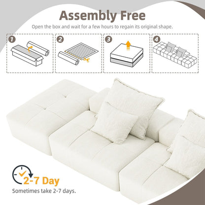 Canapé modulaire moderne surdimensionné en chenille avec 2 poufs, 2 places et 4 coussins pour le salon