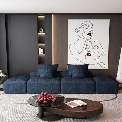 Canapé modulaire moderne surdimensionné en chenille avec 2 poufs, 2 places et 4 coussins pour le salon