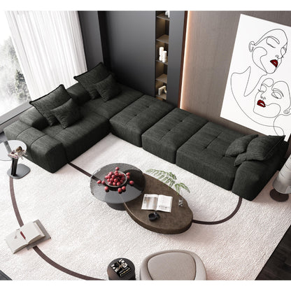 Canapé modulaire moderne surdimensionné en chenille avec coussins et 6 oreillers pour le salon