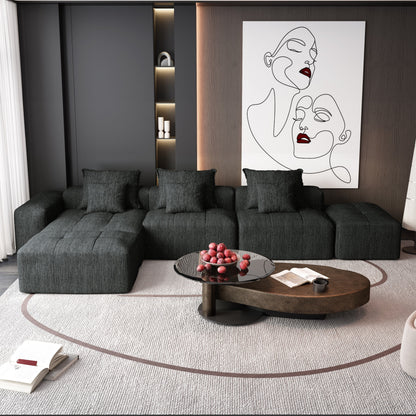 Canapé modulaire moderne surdimensionné en chenille avec coussins et 6 oreillers pour le salon