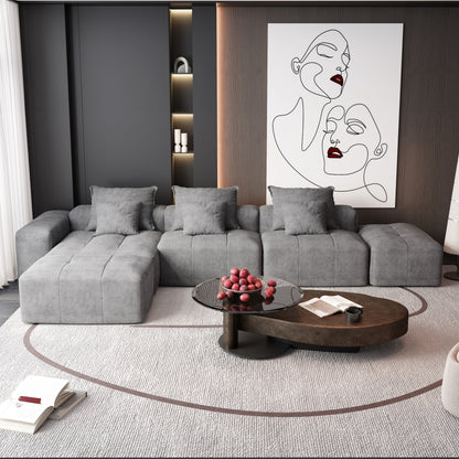 Canapé modulaire moderne surdimensionné en chenille avec coussins et 6 oreillers pour le salon