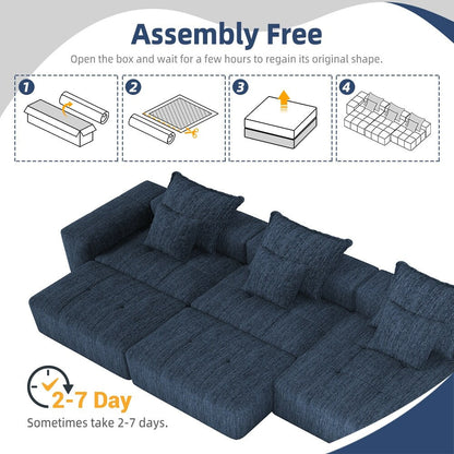 Canapé modulaire moderne surdimensionné en chenille avec coussins et 6 oreillers pour le salon