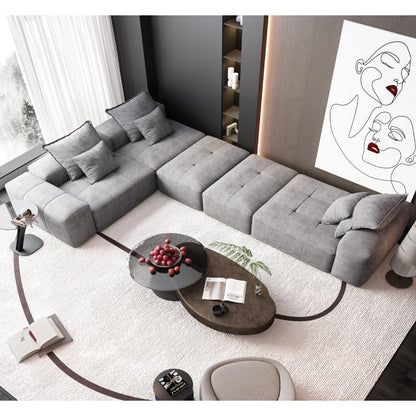 Canapé modulaire moderne surdimensionné en chenille avec coussins et 6 oreillers pour le salon
