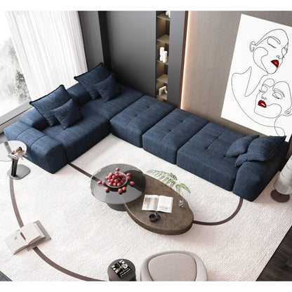 Canapé modulaire moderne surdimensionné en chenille avec coussins et 6 oreillers pour le salon