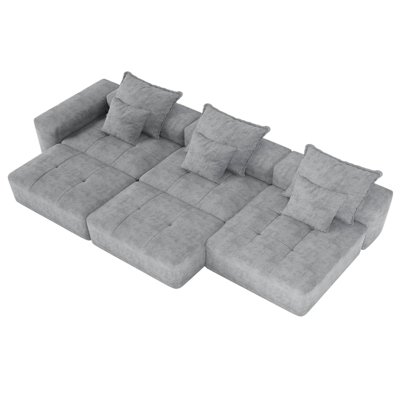 Canapé modulaire moderne surdimensionné en chenille avec coussins et 6 oreillers pour le salon