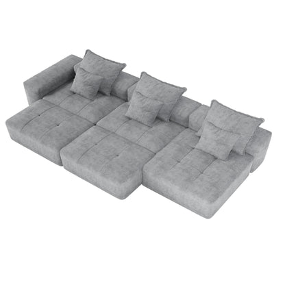 Canapé modulaire moderne surdimensionné en chenille avec coussins et 6 oreillers pour le salon