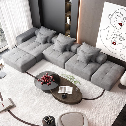 Canapé modulaire moderne surdimensionné en chenille avec coussins et 6 oreillers pour le salon