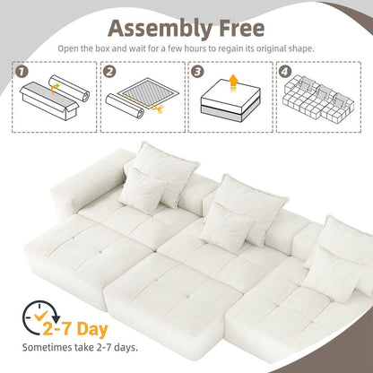 Canapé modulaire moderne surdimensionné en chenille avec coussins et 6 oreillers pour le salon