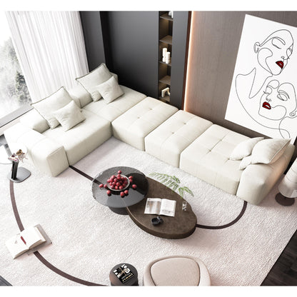Canapé modulaire moderne surdimensionné en chenille avec coussins et 6 oreillers pour le salon