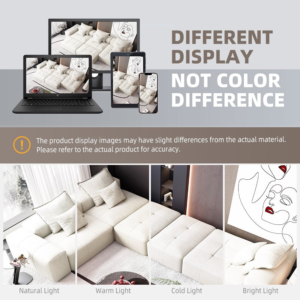 Canapé modulaire moderne surdimensionné en chenille avec coussins et 6 oreillers pour le salon