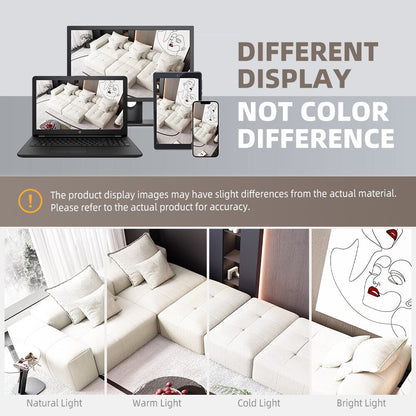 Canapé modulaire moderne surdimensionné en chenille avec coussins et 6 oreillers pour le salon