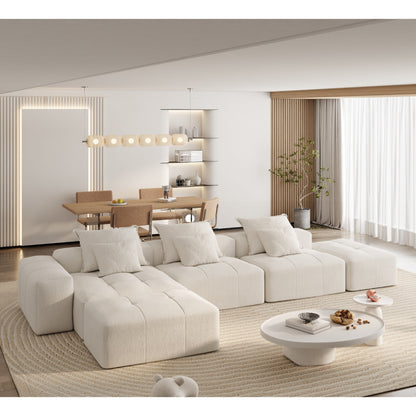 Canapé modulaire moderne surdimensionné en chenille avec coussins et 6 oreillers pour le salon