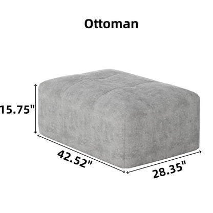 Canapé modulaire capitonné en chenille surdimensionné et moderne avec 2 oreillers et pouf pour le salon
