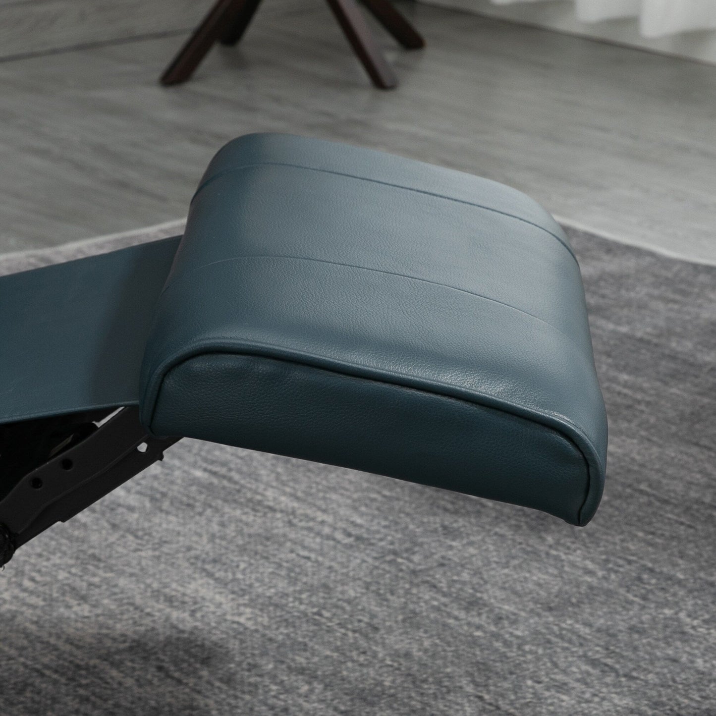 Fauteuil inclinable manuel moderne en cuir PU avec base pivotante en bois et repose-pieds rétractable pour salon ou bureau