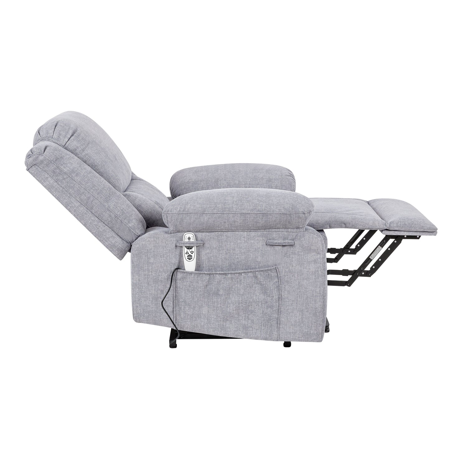 Fauteuil inclinable électrique moderne, canapé chauffant et massant réglable avec rangement latéral, repose-pieds et télécommande