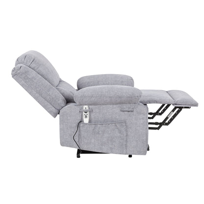 Fauteuil inclinable électrique moderne, canapé chauffant et massant réglable avec rangement latéral, repose-pieds et télécommande