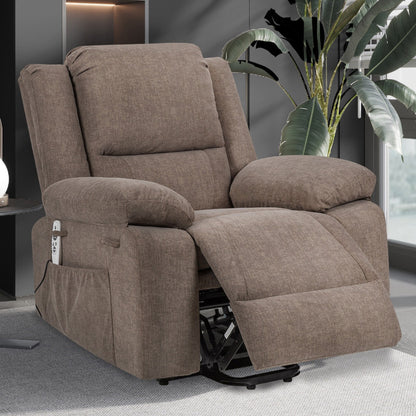 Fauteuil inclinable électrique moderne, canapé chauffant et massant réglable avec rangement latéral, repose-pieds et télécommande