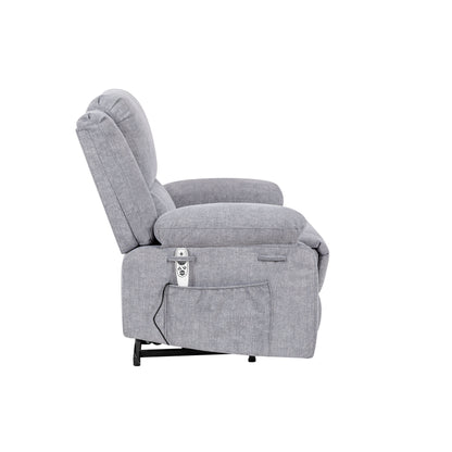 Fauteuil inclinable électrique moderne, canapé chauffant et massant réglable avec rangement latéral, repose-pieds et télécommande