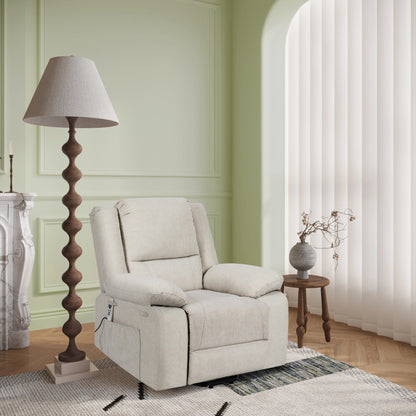 Fauteuil inclinable électrique moderne, canapé chauffant et massant réglable avec rangement latéral, repose-pieds et télécommande