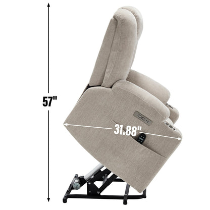 Fauteuil inclinable électrique moderne, fauteuil de massage chauffant, canapé simple rembourré avec deux ports USB et porte-gobelets