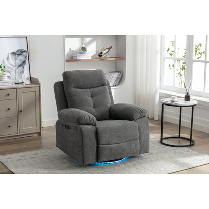 Fauteuil inclinable électrique moderne avec haut-parleur Bluetooth, éclairage LED, ports de chargement USB, repose-pieds rétractable et poches de rangement
