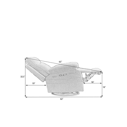 Fauteuil inclinable électrique moderne avec haut-parleur Bluetooth, éclairage LED, ports de chargement USB, repose-pieds rétractable et poches de rangement