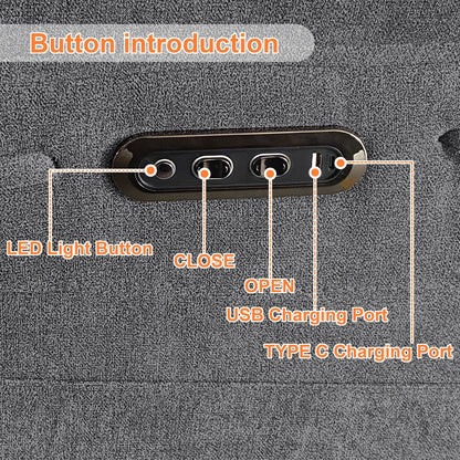 Fauteuil inclinable électrique moderne avec haut-parleur Bluetooth, éclairage LED, ports de chargement USB, repose-pieds rétractable et poches de rangement