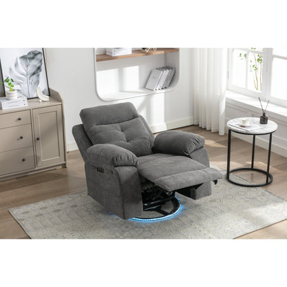 Fauteuil inclinable électrique moderne avec haut-parleur Bluetooth, éclairage LED, ports de chargement USB, repose-pieds rétractable et poches de rangement