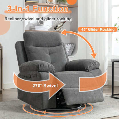 Fauteuil inclinable électrique moderne avec haut-parleur Bluetooth, éclairage LED, ports de chargement USB, repose-pieds rétractable et poches de rangement