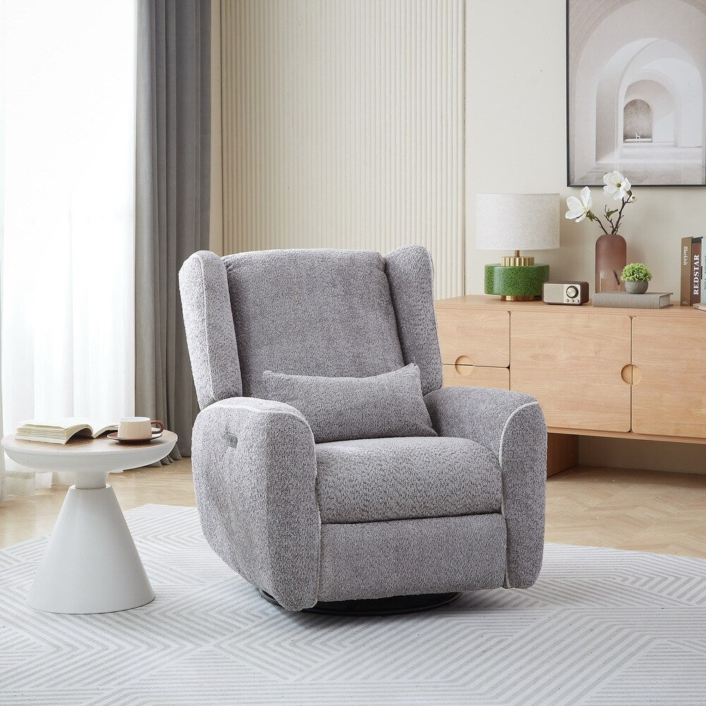 Fauteuil inclinable électrique moderne pivotant simple, fauteuil à bascule rembourré avec port de chargement USB