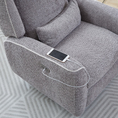 Fauteuil inclinable électrique moderne pivotant simple, fauteuil à bascule rembourré avec port de chargement USB