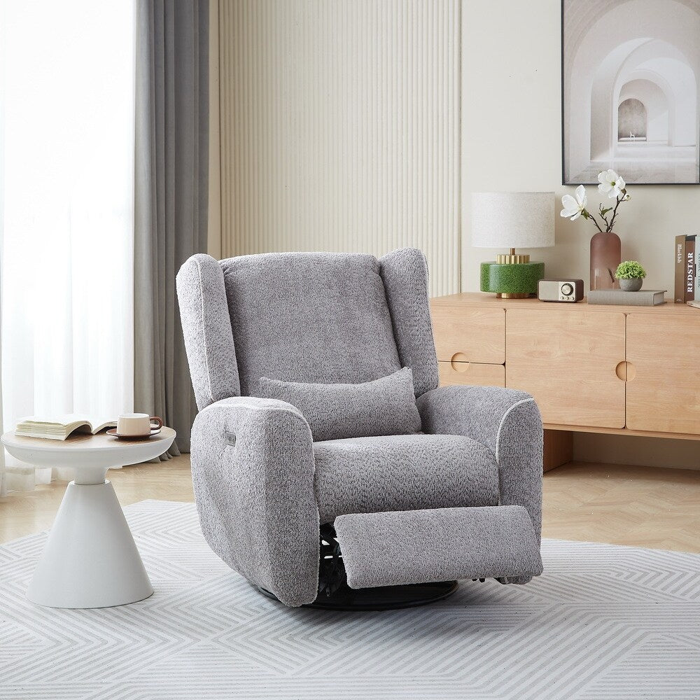 Fauteuil inclinable électrique moderne pivotant simple, fauteuil à bascule rembourré avec port de chargement USB