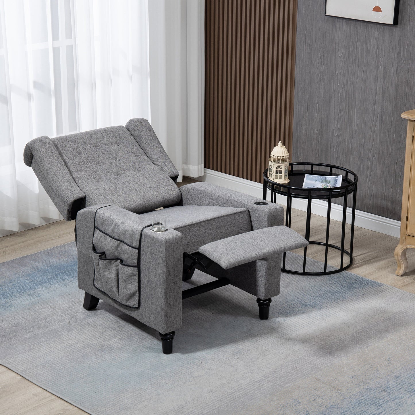Fauteuil inclinable manuel moderne à dossier bas, siège de cinéma maison, fauteuil de salon à oreilles avec vibrations et chaleur