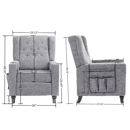Fauteuil inclinable manuel moderne à dossier bas, siège de cinéma maison, fauteuil de salon à oreilles avec vibrations et chaleur