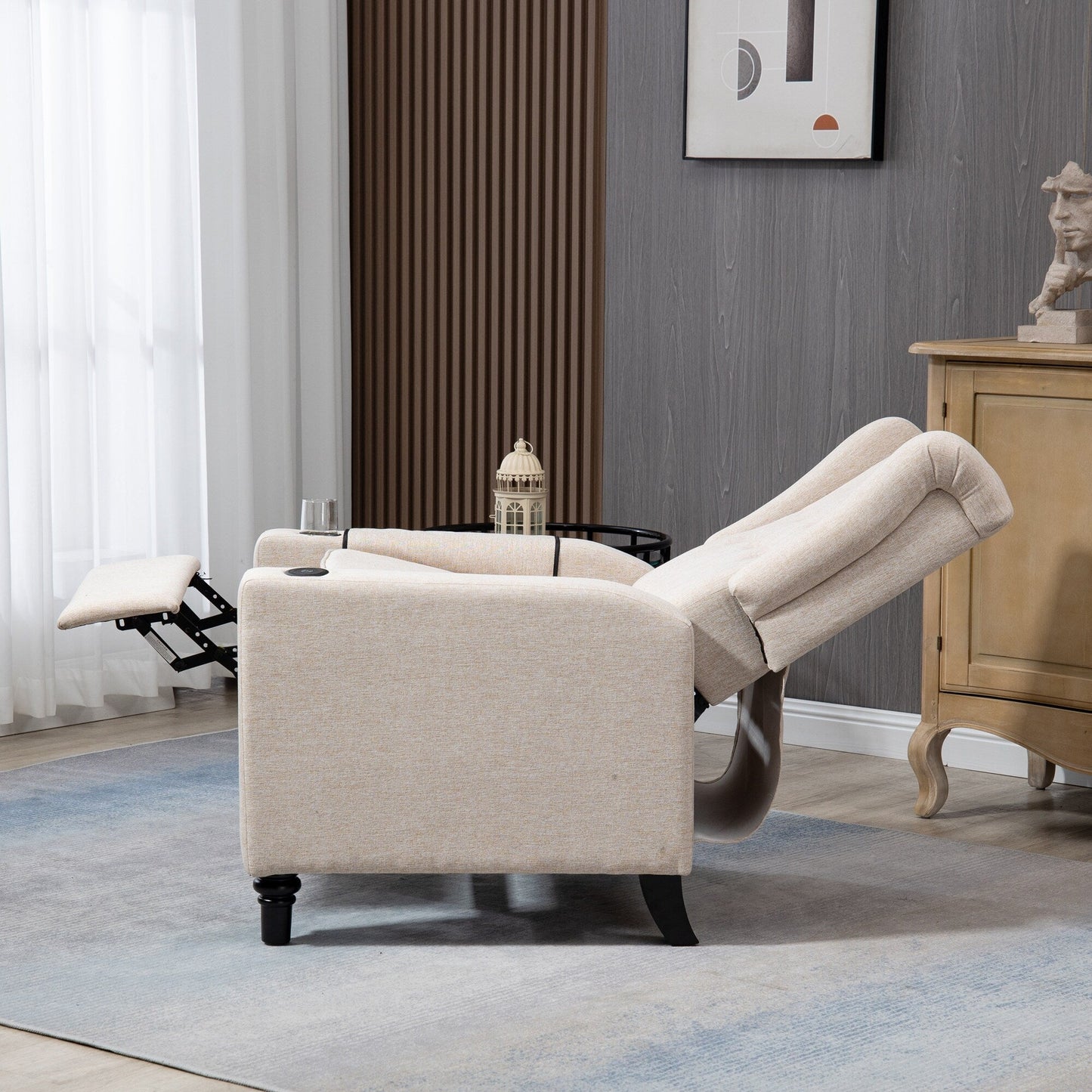 Fauteuil inclinable manuel moderne à dossier bas, siège de cinéma maison, fauteuil de salon à oreilles avec vibrations et chaleur