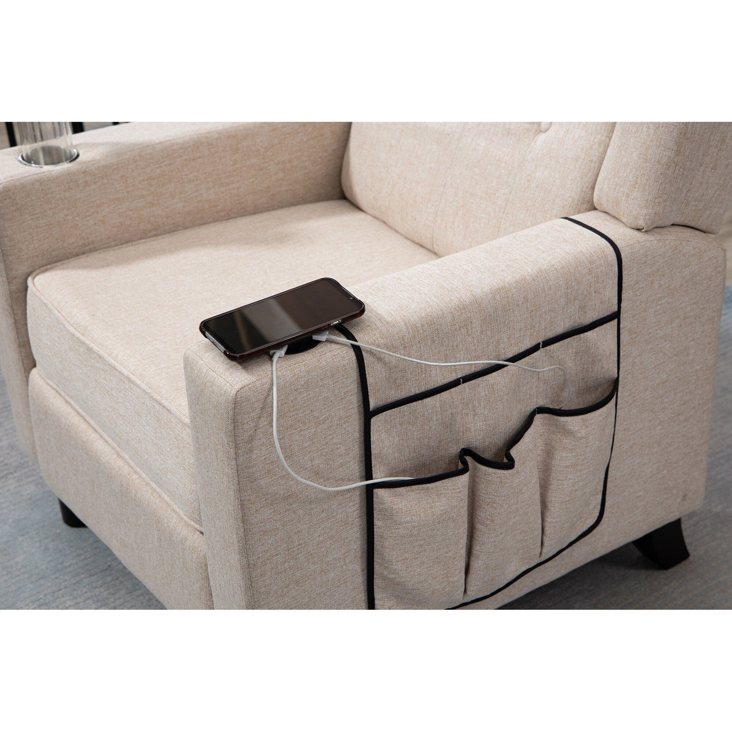 Fauteuil inclinable manuel moderne à dossier bas, siège de cinéma maison, fauteuil de salon à oreilles avec vibrations et chaleur