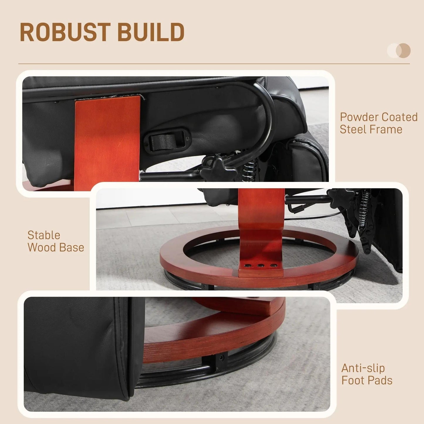 Fauteuil inclinable pivotant moderne pour camping-car avec repose-pieds pour salon