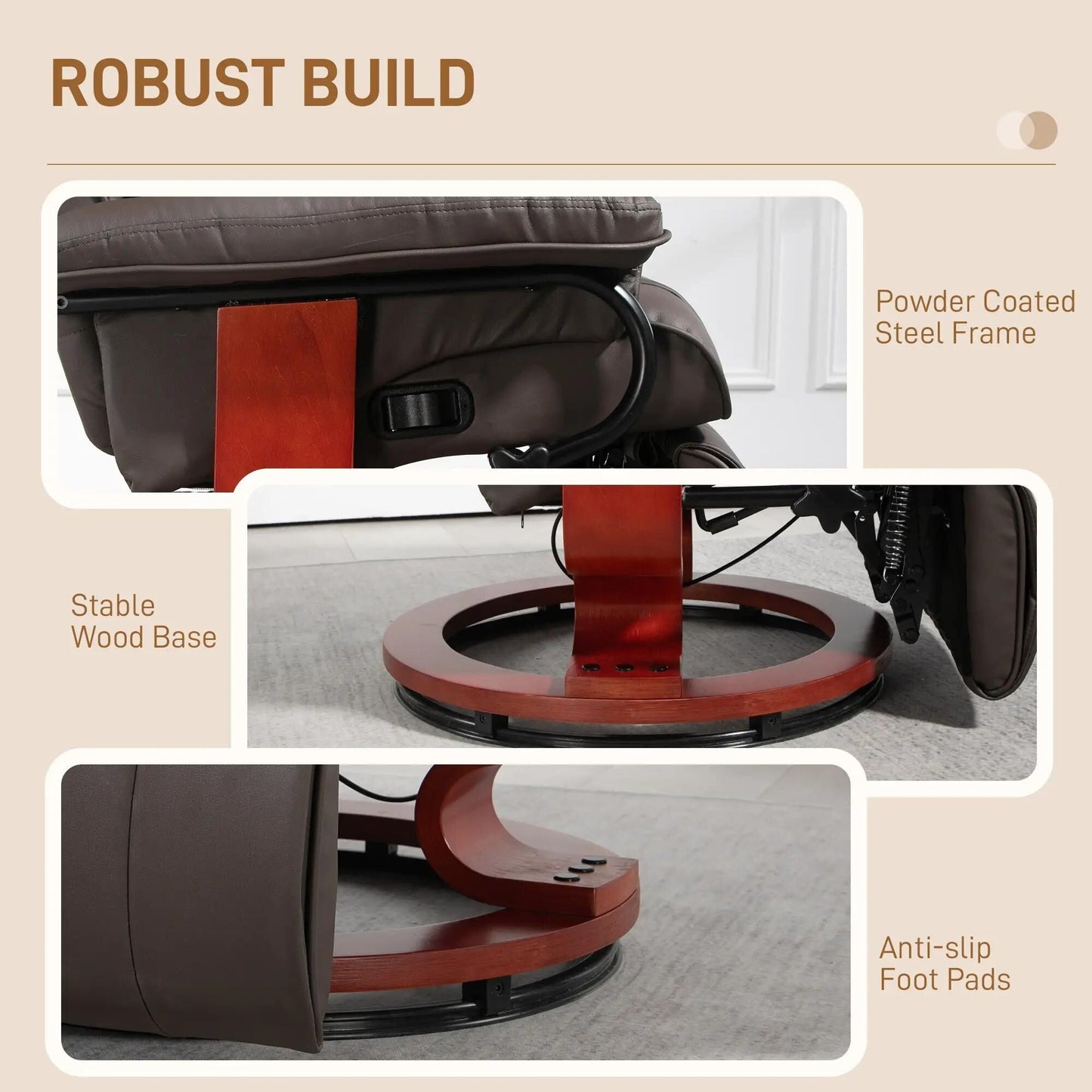 Fauteuil inclinable pivotant moderne pour camping-car avec repose-pieds pour salon