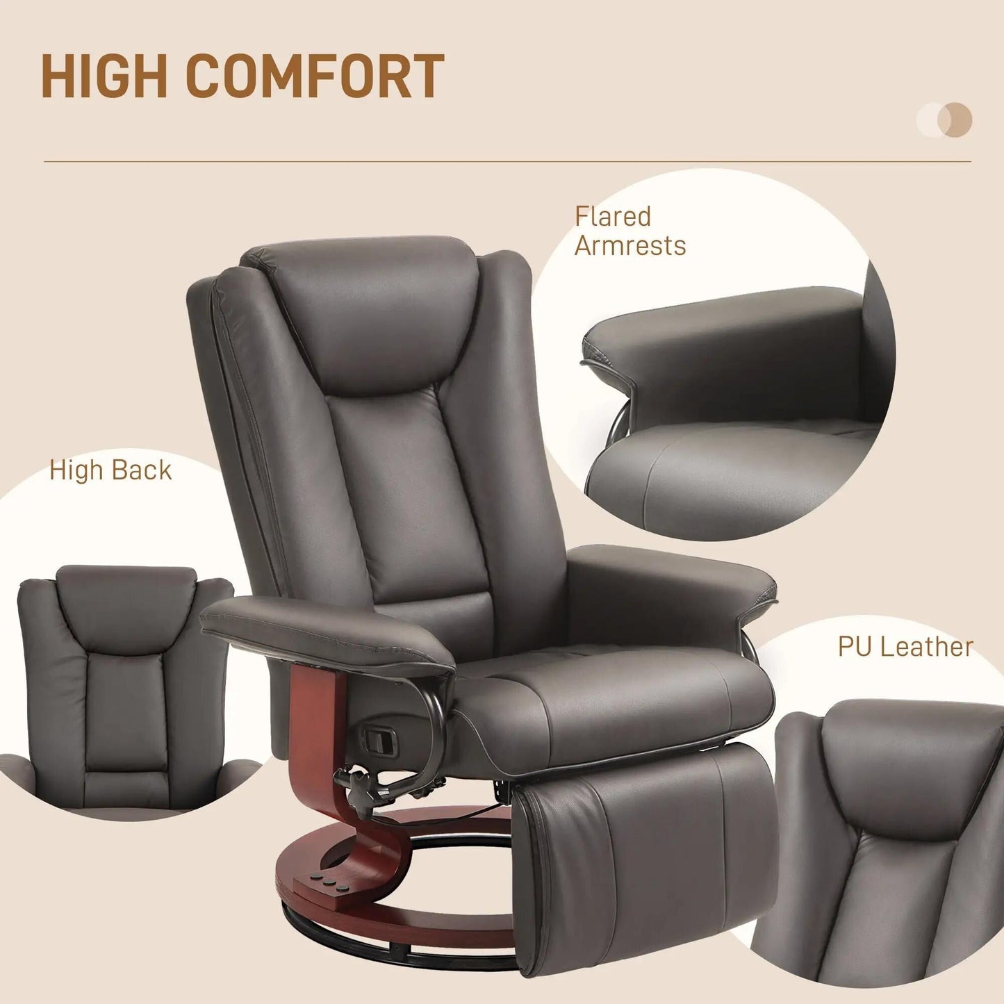 Fauteuil inclinable pivotant moderne pour camping-car avec repose-pieds pour salon