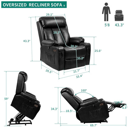 Fauteuil inclinable moderne en similicuir avec massage