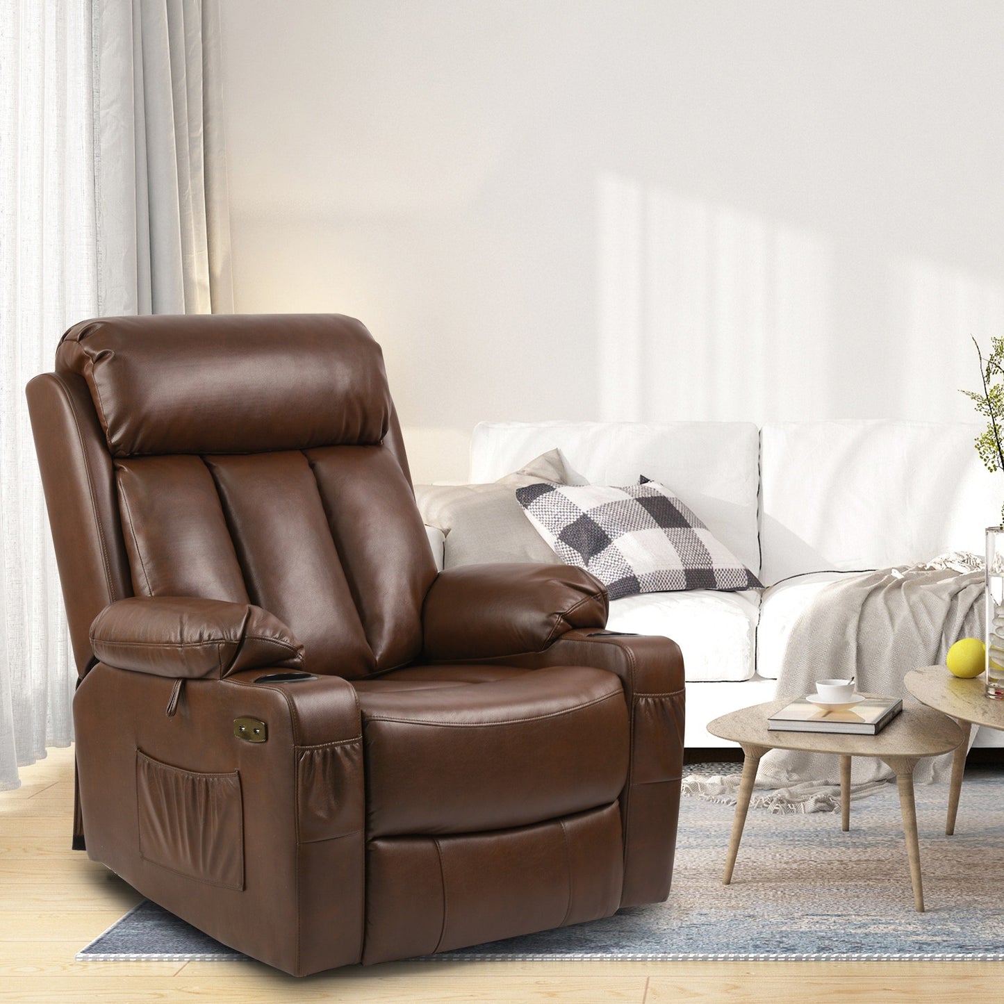 Fauteuil inclinable moderne en similicuir avec massage