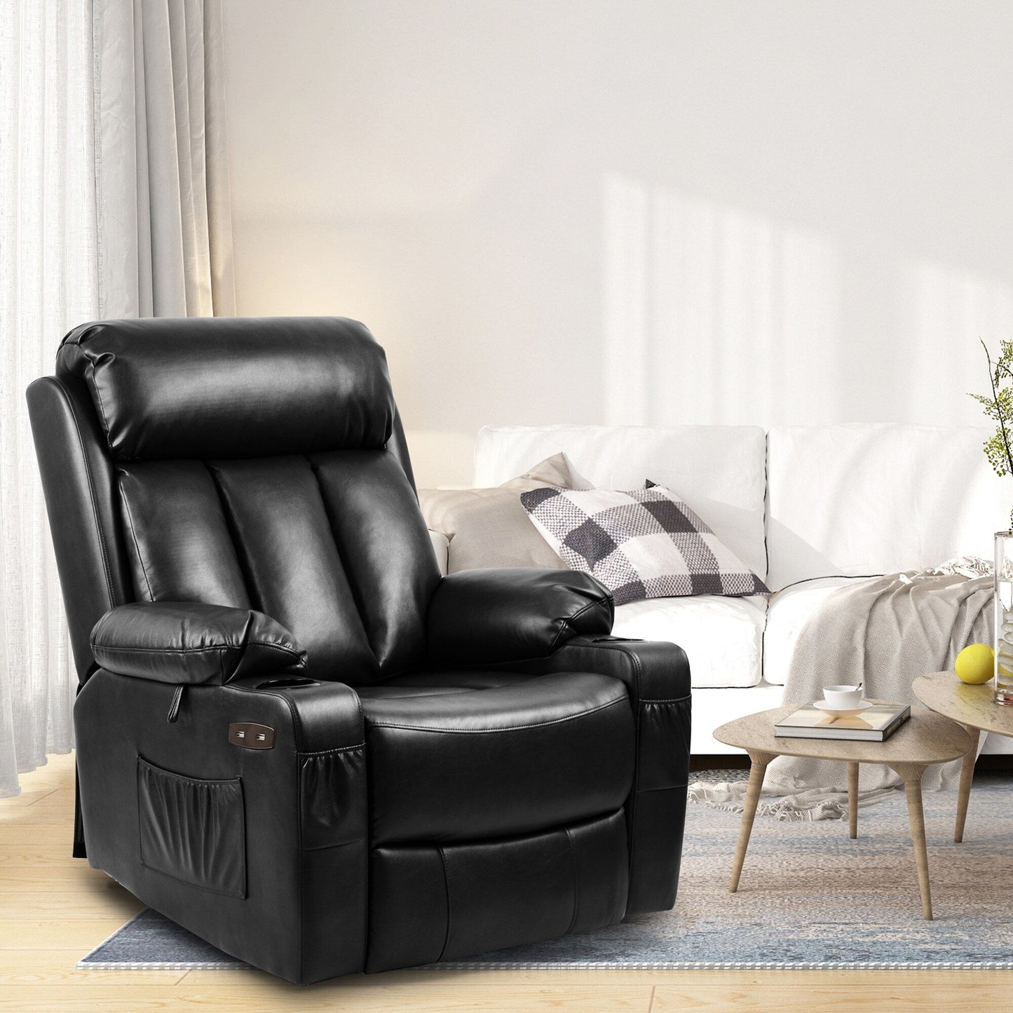 Fauteuil inclinable moderne en similicuir avec massage