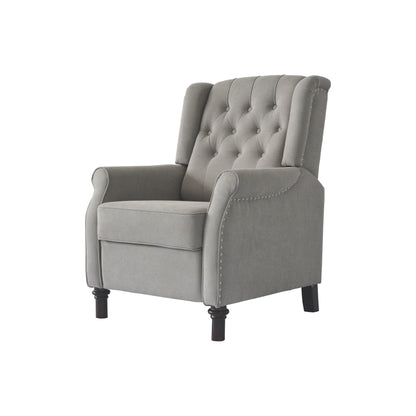 Fauteuil inclinable moderne, fauteuil de salon ergonomique, fauteuil simple avec repose-pieds réglable et dossier à oreilles capitonné à boutons