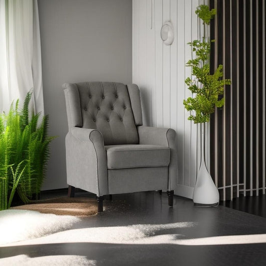 Fauteuil inclinable moderne, fauteuil de salon ergonomique, fauteuil simple avec repose-pieds réglable et dossier à oreilles capitonné à boutons