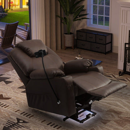 Fauteuil de massage inclinable moderne en tissu avec LED et support pour téléphone portable