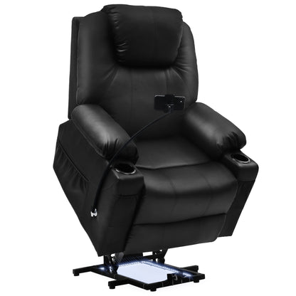 Fauteuil de massage inclinable moderne en tissu avec LED et support pour téléphone portable