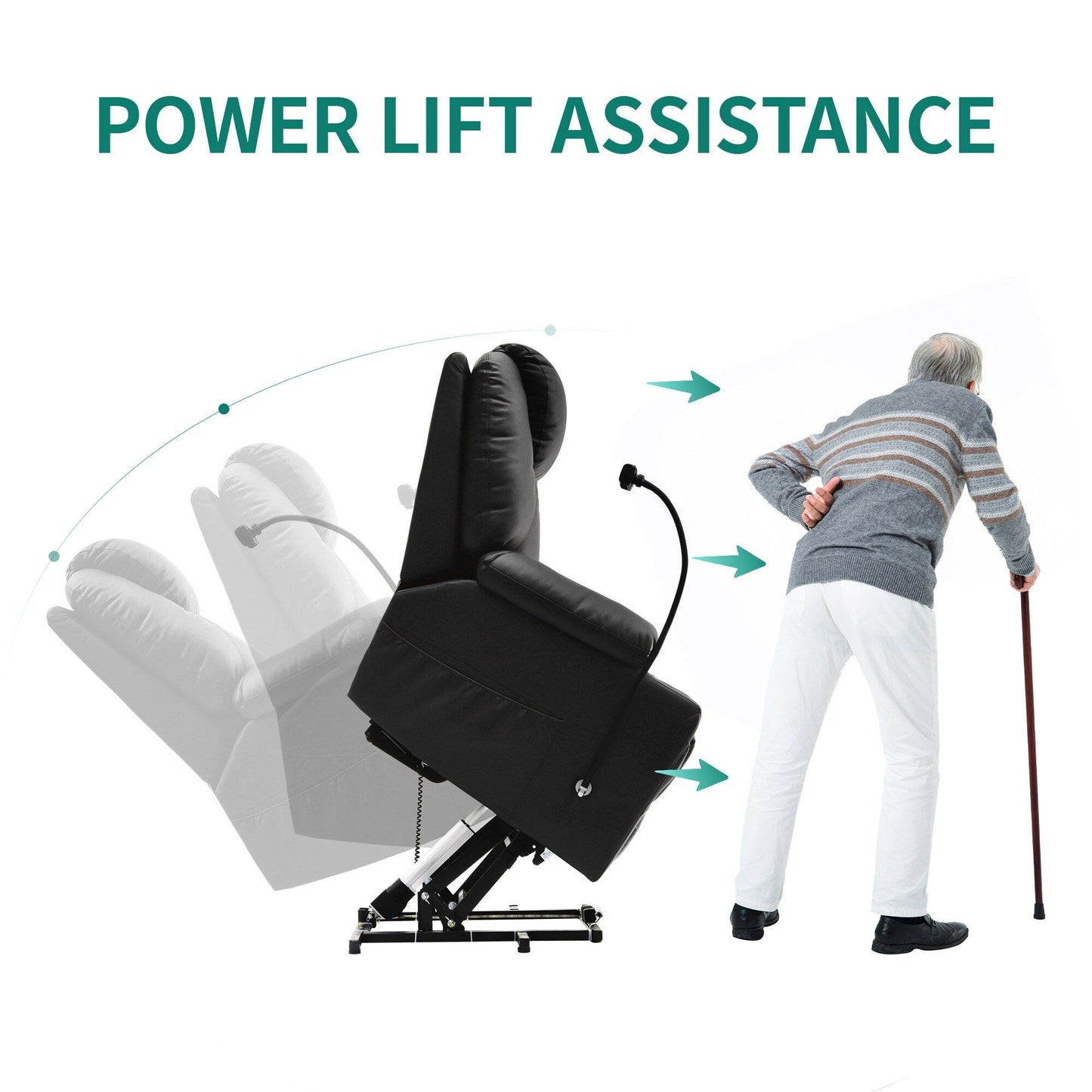 Fauteuil de massage inclinable moderne en tissu avec LED et support pour téléphone portable