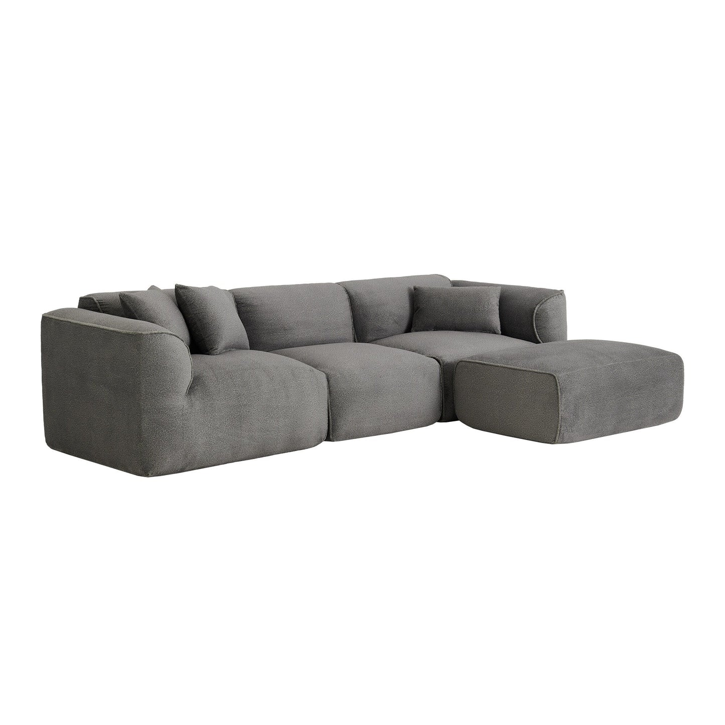 Canapé sectionnel moderne de luxe en velours 4 places avec pouf amovible et oreillers pour salon appartement