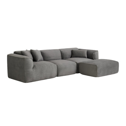 Canapé sectionnel moderne de luxe en velours 4 places avec pouf amovible et oreillers pour salon appartement